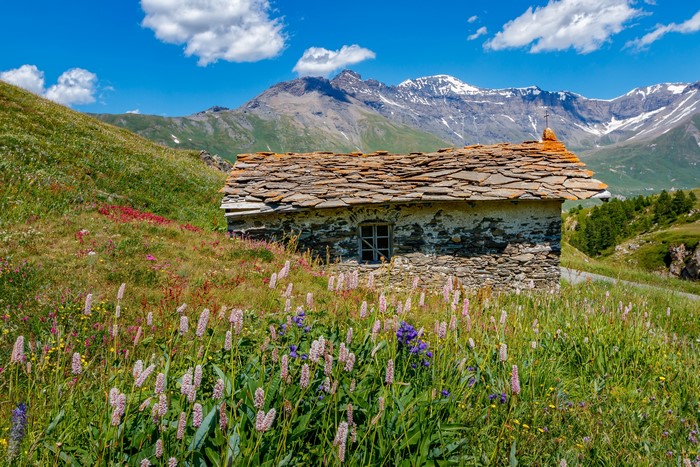 Stone house in the Alps near Mont-Cenis, Savoie, France