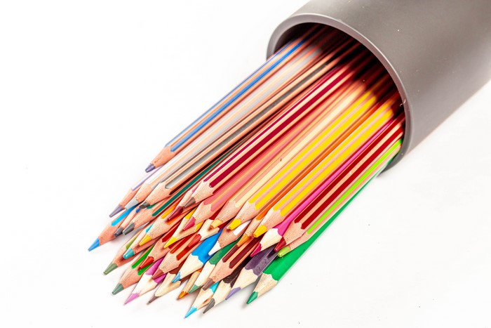 Multicolor Pencils in a Container