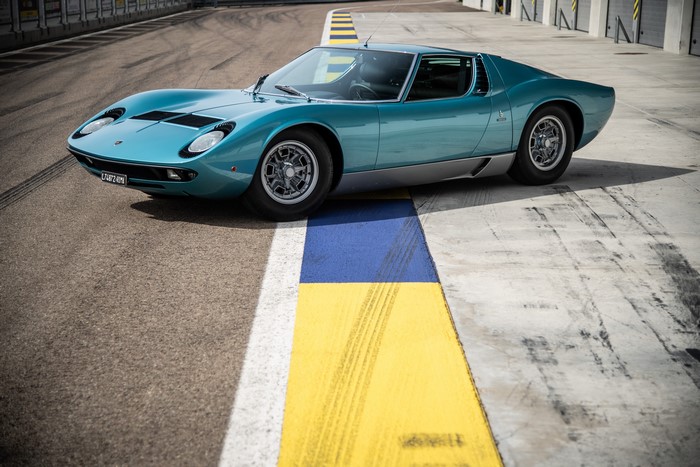Lamborghini Miura P400 S on a race track