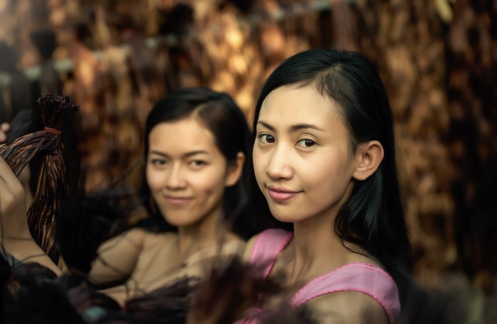 Two Asian girls with dark hair