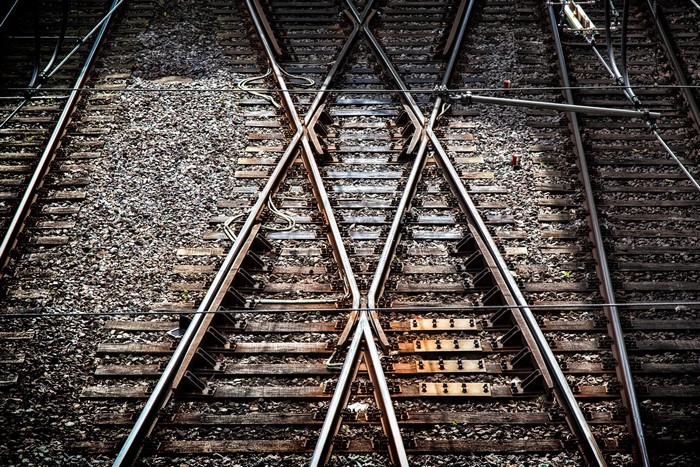 Railroad tracks crossing
