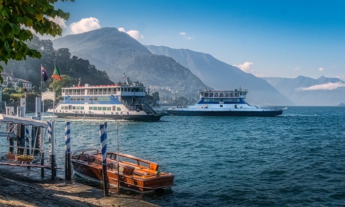 Ferries on Lake Como near Bellagio, Italy