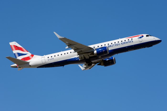 British Airways Embraer ERJ-190 Aircraft in Flight