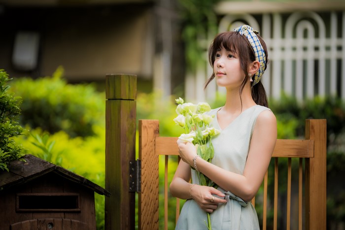 Woman with flowers and headband