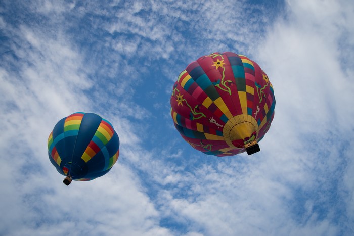 Two hot air balloons in the sky