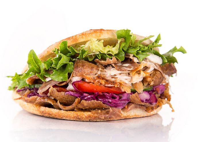 Doner Kebab Sandwich with Vegetables