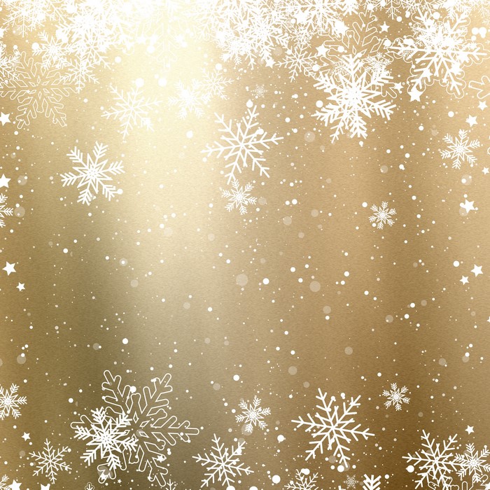 Christmas snowflakes on a golden texture