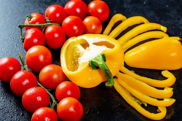 Tomatoes and Yellow Bell Peppers