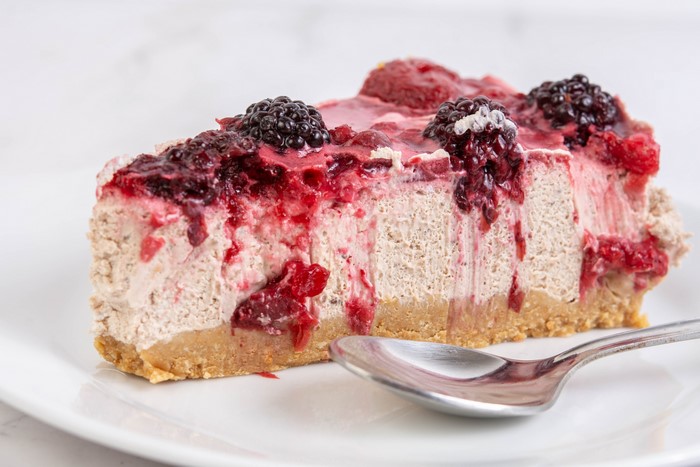 Slice of Berry Cheesecake with Spoon