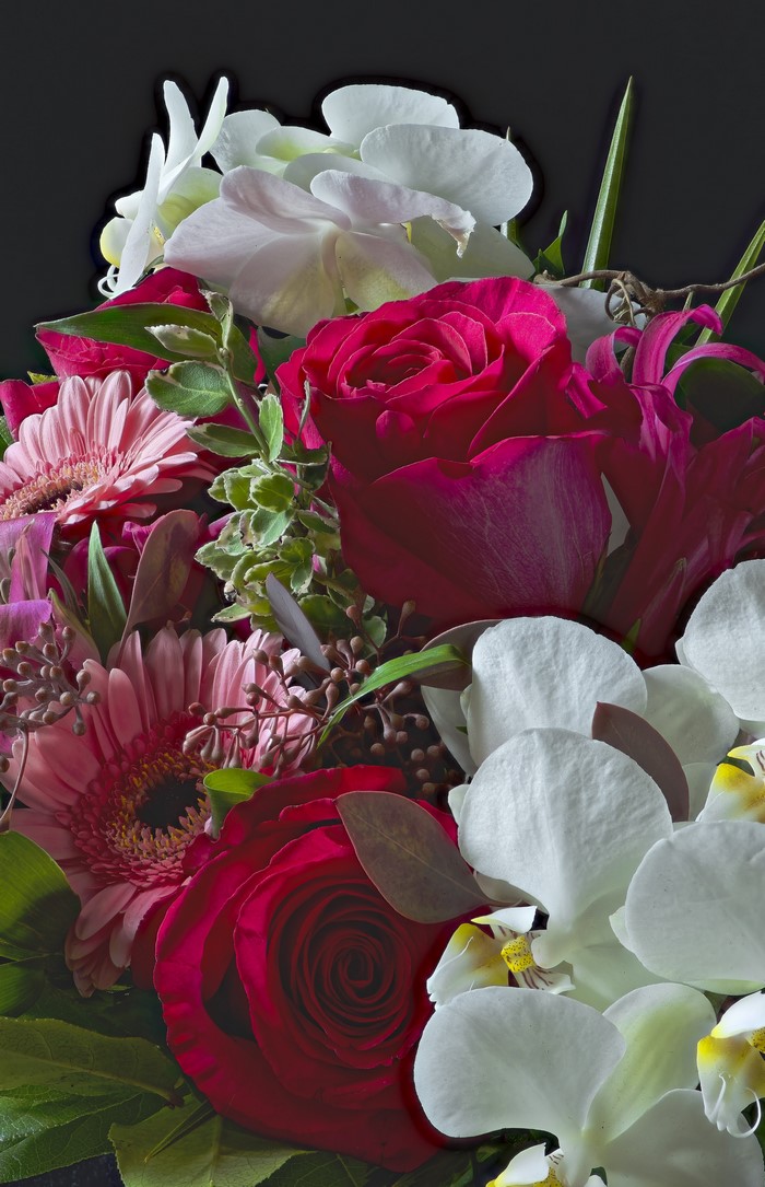 Roses, Gerberas, and Orchids in a Bouquet