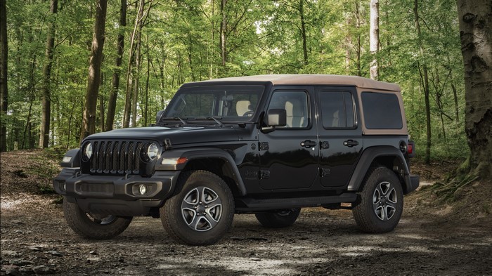 2020 Jeep Wrangler Unlimited Black and Tan in forest
