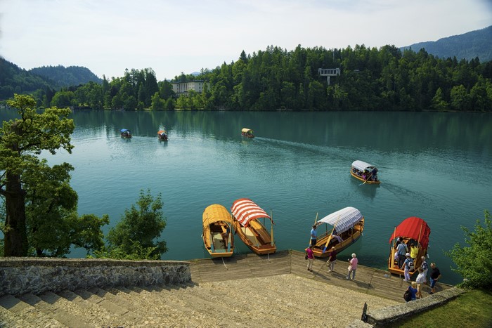 Boats on Lake Bled, Slovenia