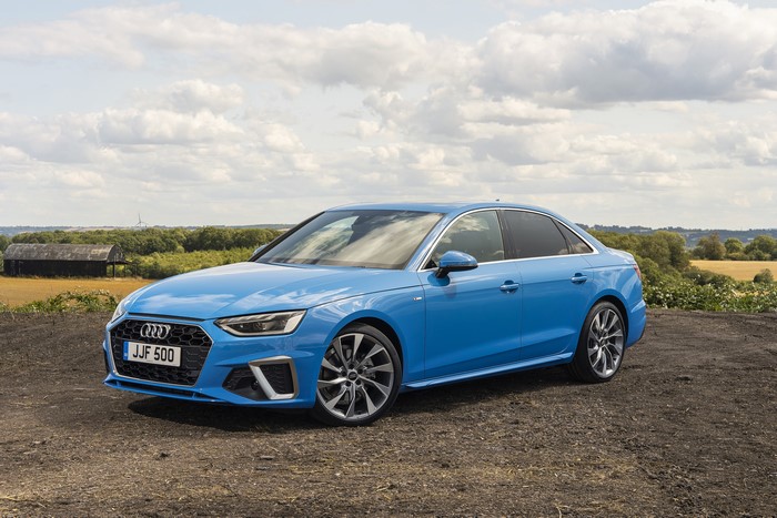 Blue Audi A4 40 TFSI S line Sedan