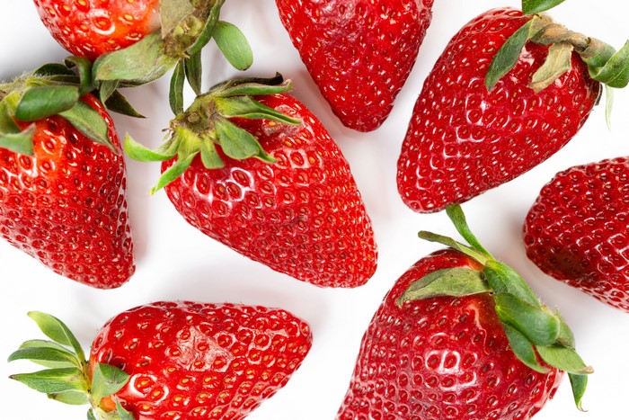 4K Strawberry Closeup on White Background