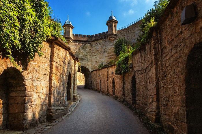 Fortress Hohenasperg, Germany, with stone walls and towers
