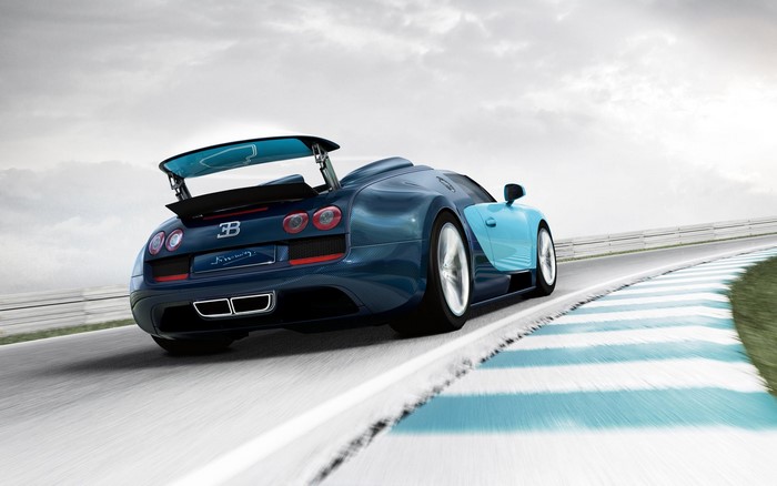 Bugatti Veyron Grand Sport Vitesse Roadster on a Racetrack