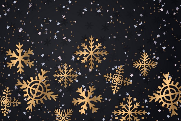 Christmas snowflakes and stars on a dark background