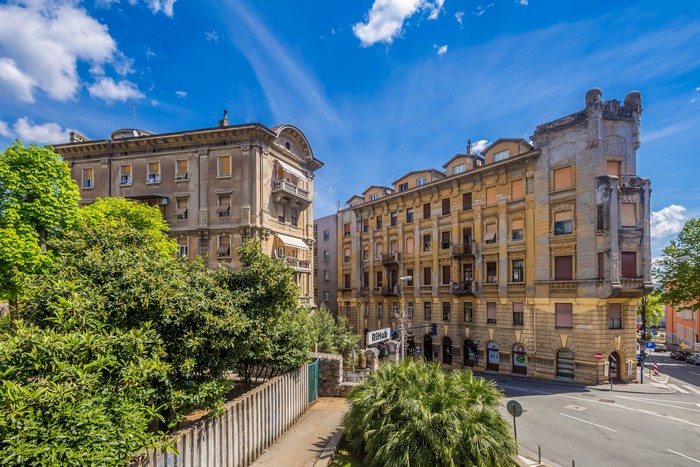 Buildings and trees in Rijeka, Croatia