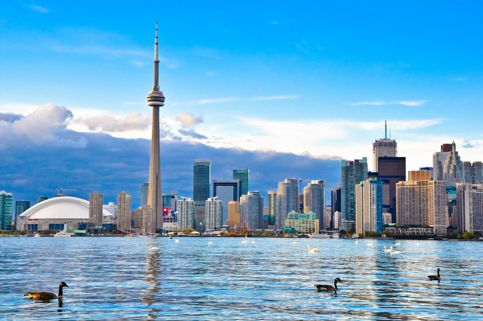 Toronto Skyline with CN Tower and Lake Ontario
