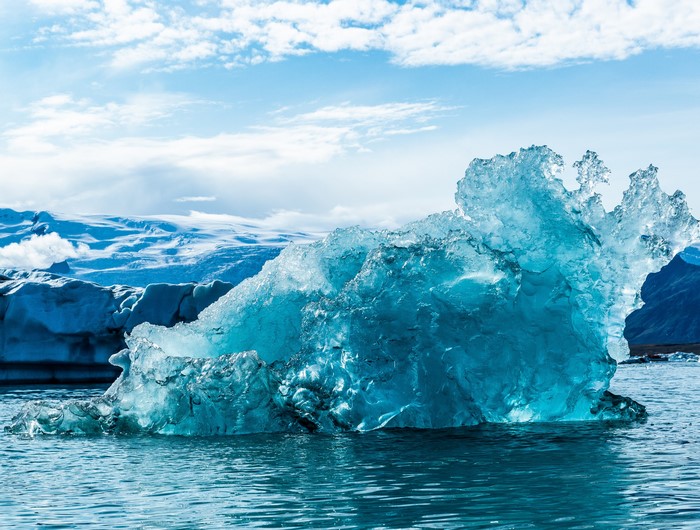 Iceberg floating in water in Iceland
