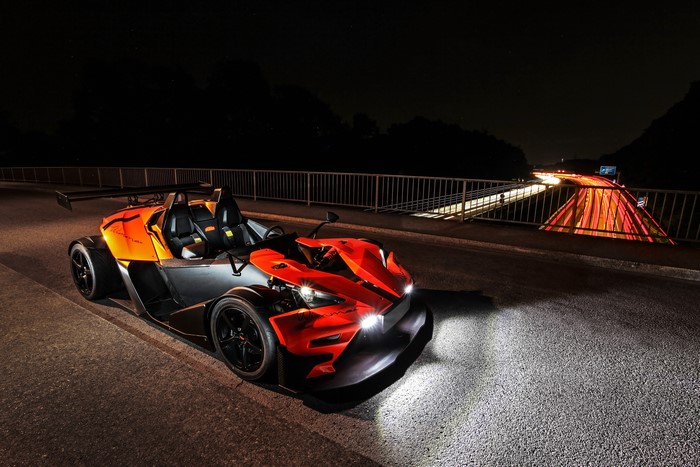 2018-19 Wimmer RS X-Bow R KTM car on a bridge at night