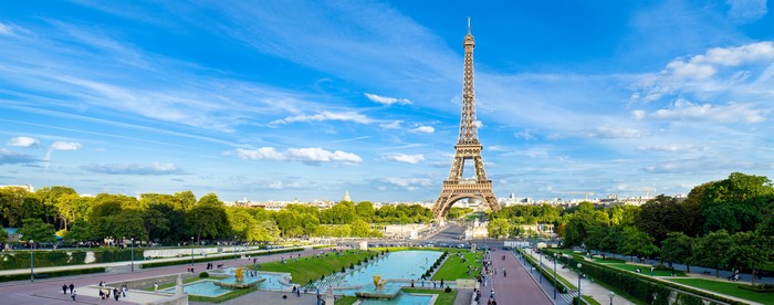 Eiffel Tower and Champ de Mars Park in Paris