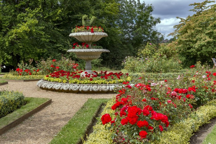 Hughenden Manor Garden with Roses and Fountain