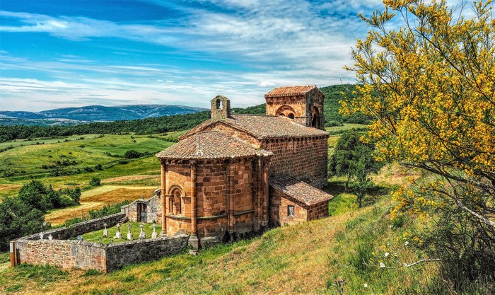 4K HDR Church in Villanueva de la Torre, Spain
