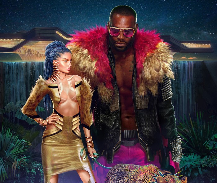 Cyberpunk 2077 characters with leopard