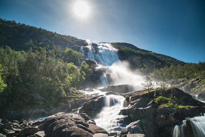 4K Waterfall in Uskedal Hordaland Fylke, Norway
