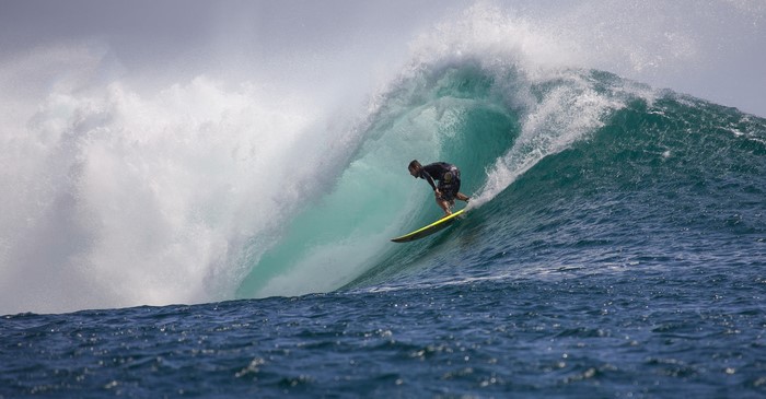 Man surfing a large wave