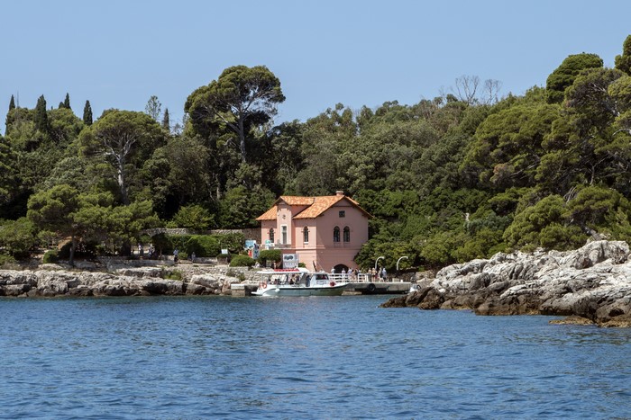 Pink house on the coast of Dubrovnik, Croatia