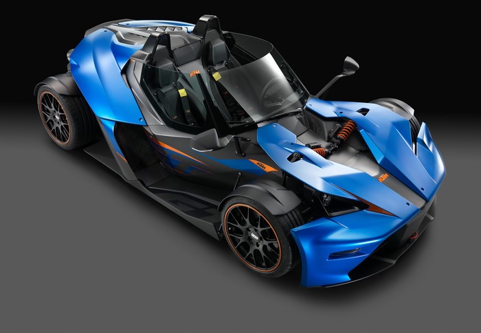 KTM X-Bow GT sports car on gray background