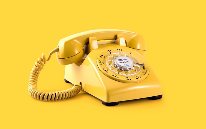 Yellow Retro Rotary Telephone