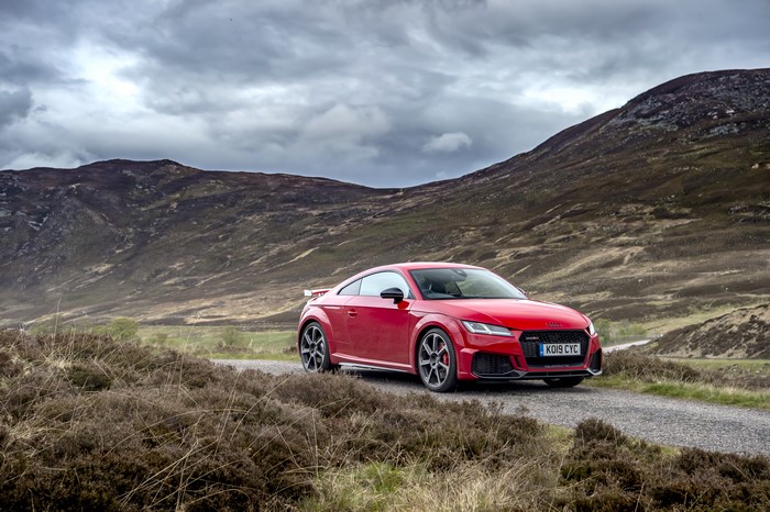 Red 2019 Audi TT RS Coupe on a Road
