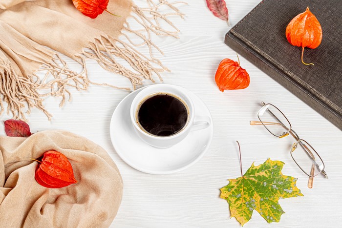 4K Physalis, Coffee, Cup, Glasses, Foliage