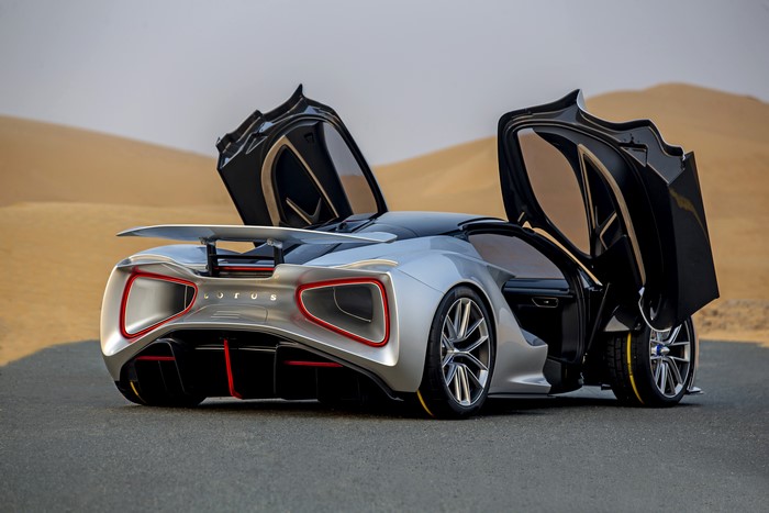 Lotus Evija 2020 Back View with Opened Doors