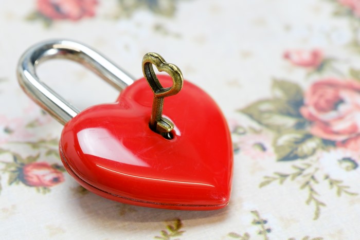 Red Heart Padlock with Key