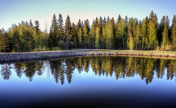 4K Saimaa Canal Finland Forests Reflection