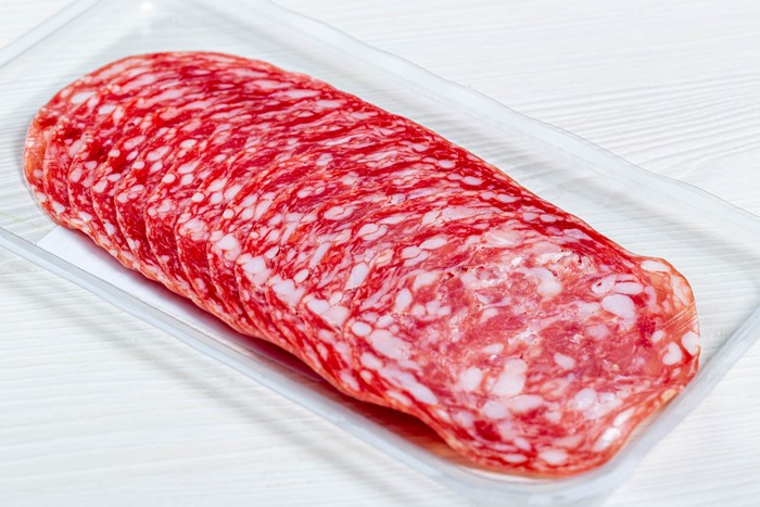 Sliced Salami in a Plastic Container