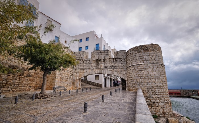 Peniscola Valencia Spain Stone Archway and Buildings