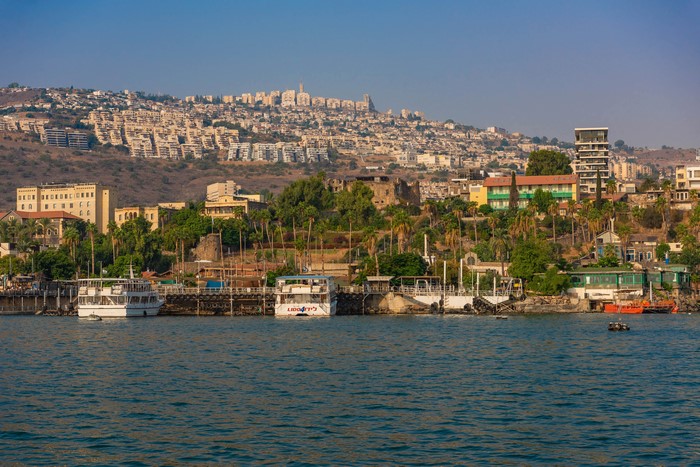 Tiberias, Israel: Houses on a Hillside Overlooking the Sea
