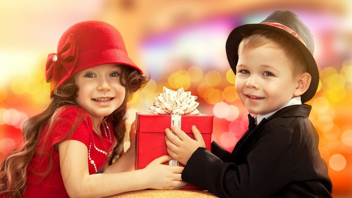 Two Children with a Gift