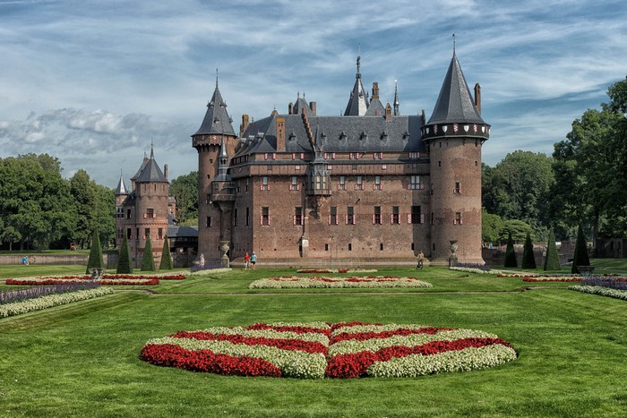 De Haar Castle, Netherlands with Flower Garden