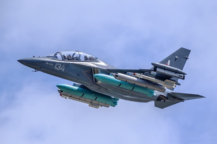 Yak-130 jet fighter in flight