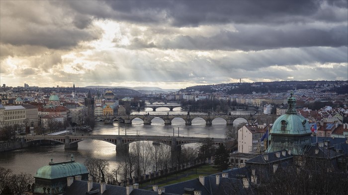 Prague, Czech Republic, Bridges over Vltava River