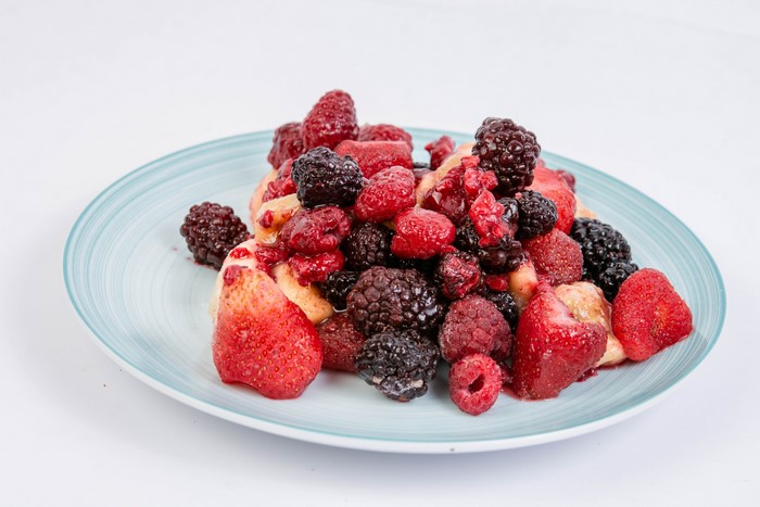 Plate of Mixed Berries with Strawberries, Blackberries, and Raspberries