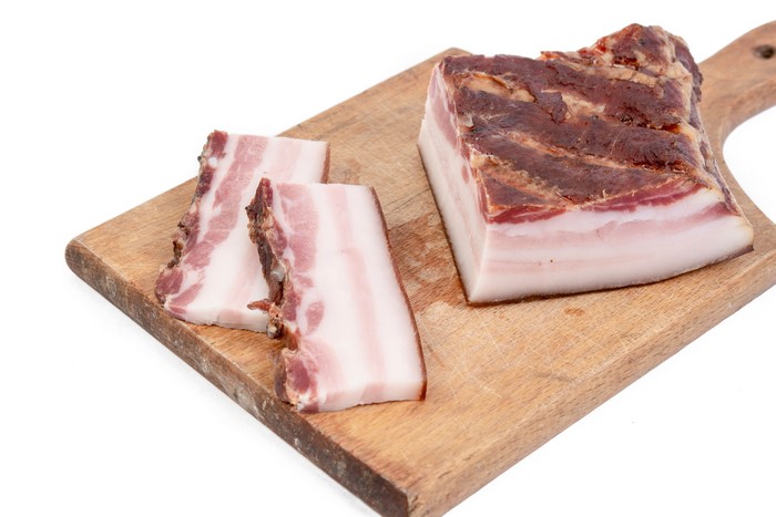 Salo on a wooden cutting board