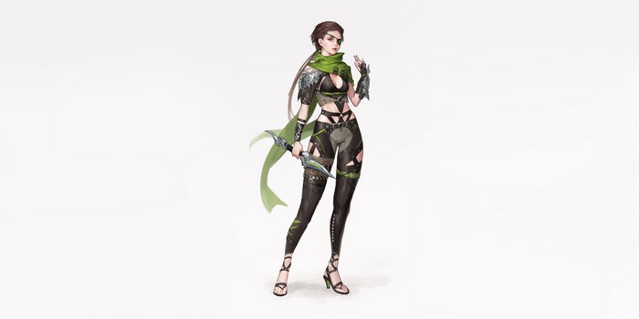 Assassin with eye patch holding a dagger