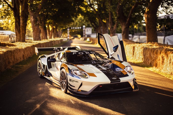 Ford GT Mk II race car with doors open